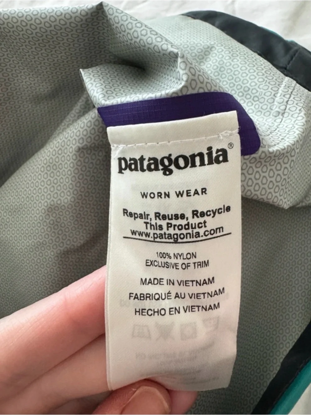 Patagonia Purple and Teal Half-Zip Rain Anorak